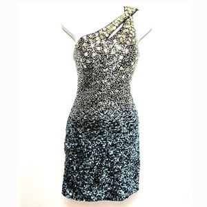 Dave Johnny Dress Full Sequin Blue Silver
